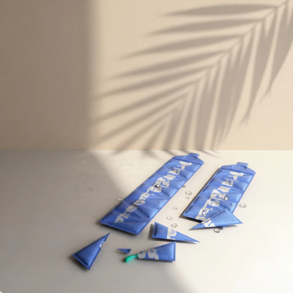 ซองรีฟิลแบบแคปซูลโทนฟ้าน้ำทะเลบนพื้นทราย